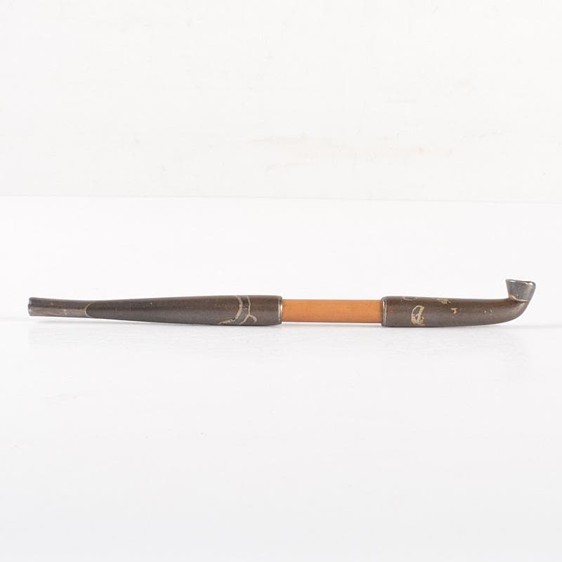 時代提げ物　喫煙具　煙管　キセル　古竹漢詩刻　煙管入　煙草入　M　R7533