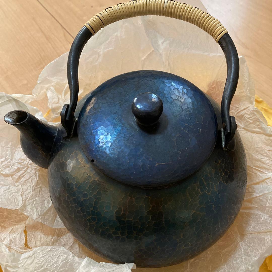 【美品】玉川堂 鎚起銅器 湯沸 紫金色