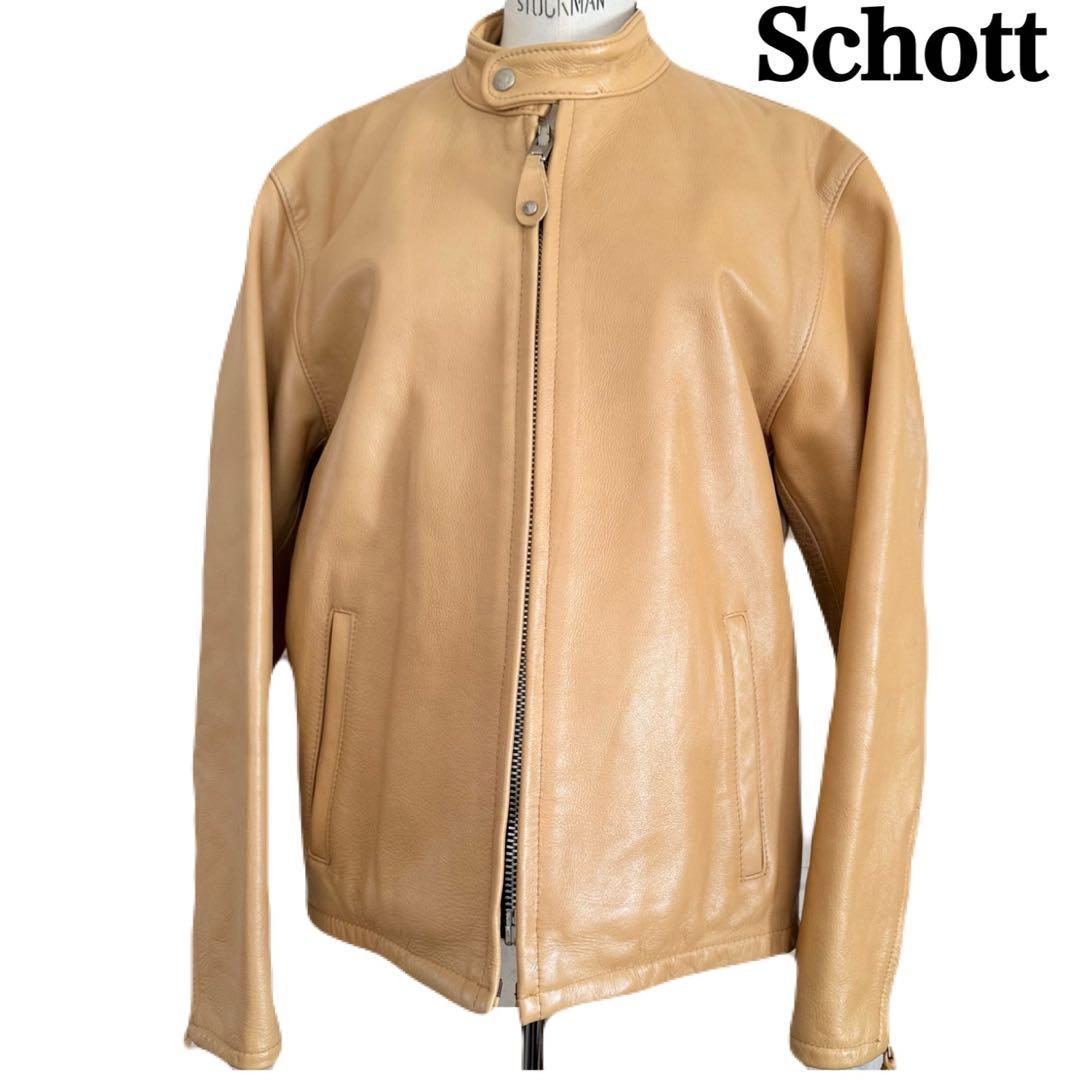 Schott AT877 シングルライダースジャケット 38牛革 USA製