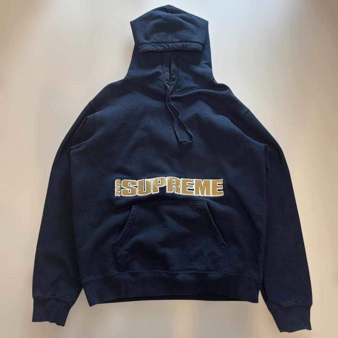 SUPREME ネイビー フード付きパーカー