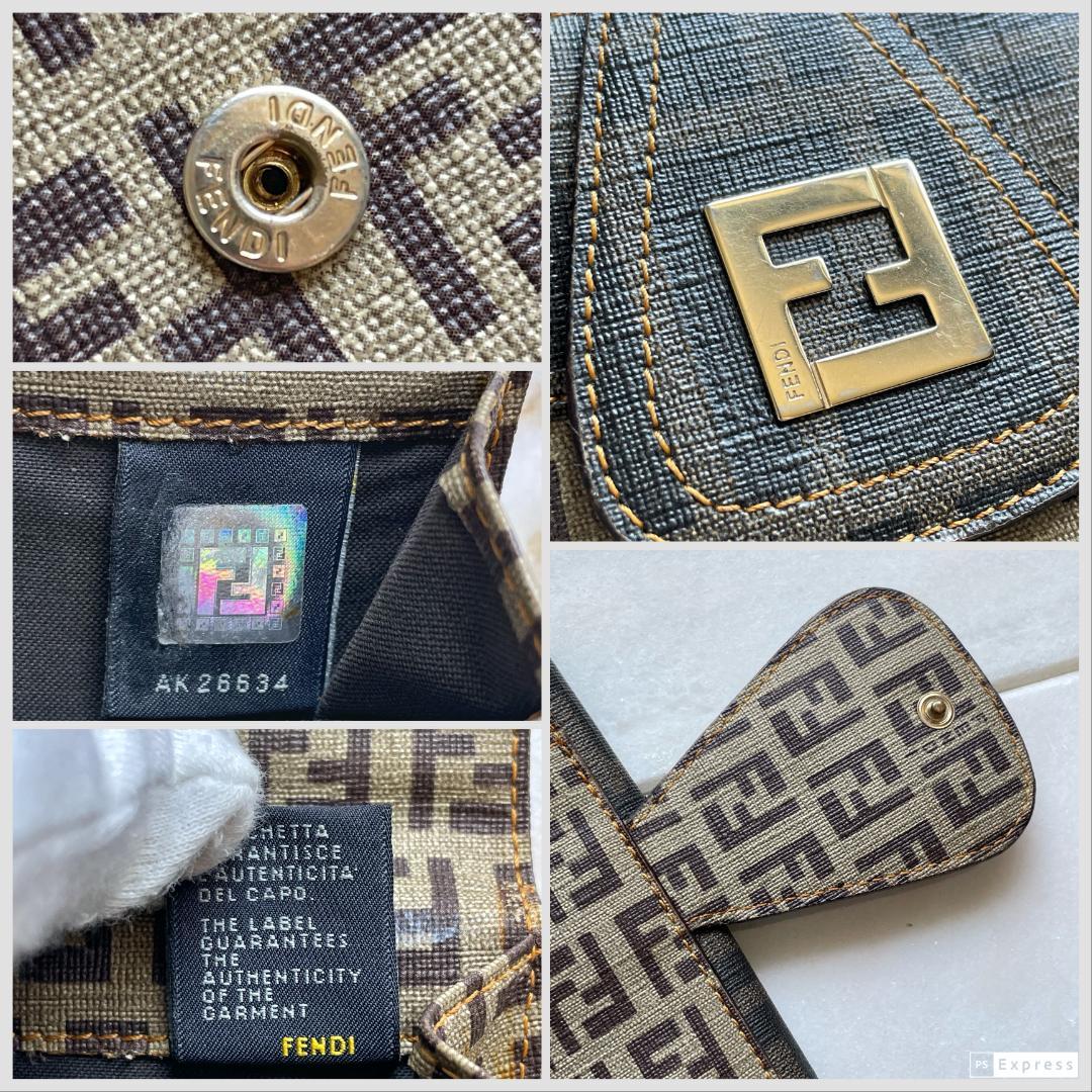 ■594 FENDI フェンディ FFズッカ柄 折り財布 ブラウン 茶 希少品