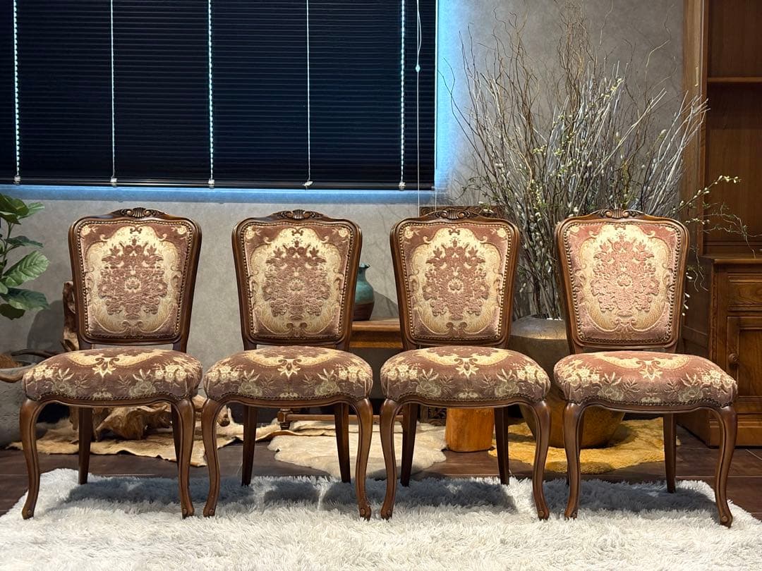 カリモク　karimoku 猫脚　クラシック　チェア4脚　金華山織　IGR