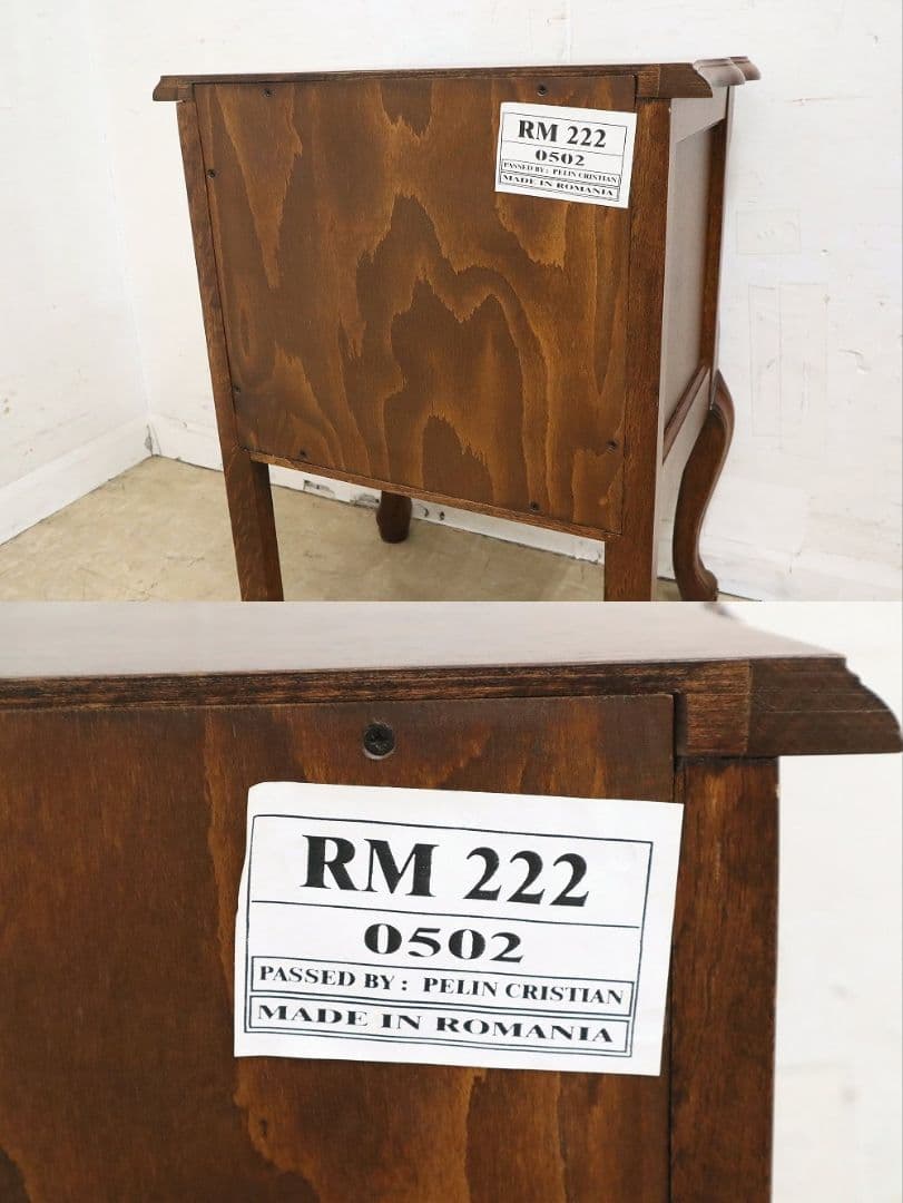 高級 三越家具【ブルージュ】サイドチェスト・ナイトテーブル・猫脚・オーク材