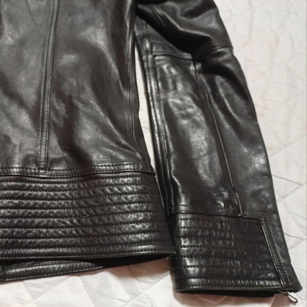 SHELLAC ファー取り外し可能 ライダースジャケット レザージャケット 黒色