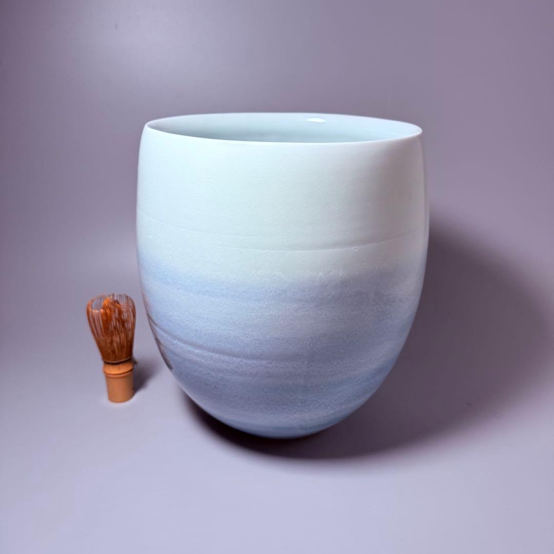 陶芸凌山　松尾重利　銘　「雲海」　花生　大作　上位作　共箱　日展作家　高さ27㎝