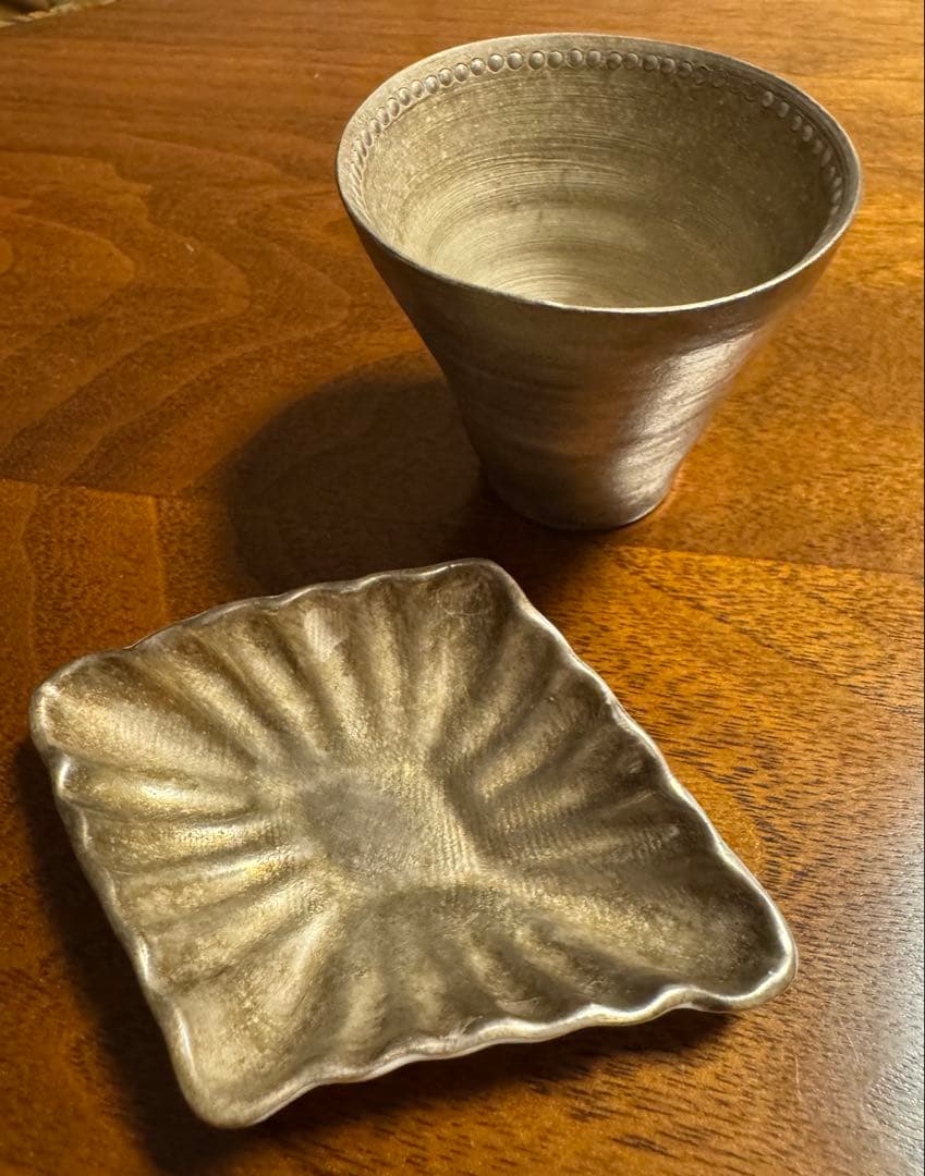 【匿名配送】松本美弥子さん器★銀彩★2個セット