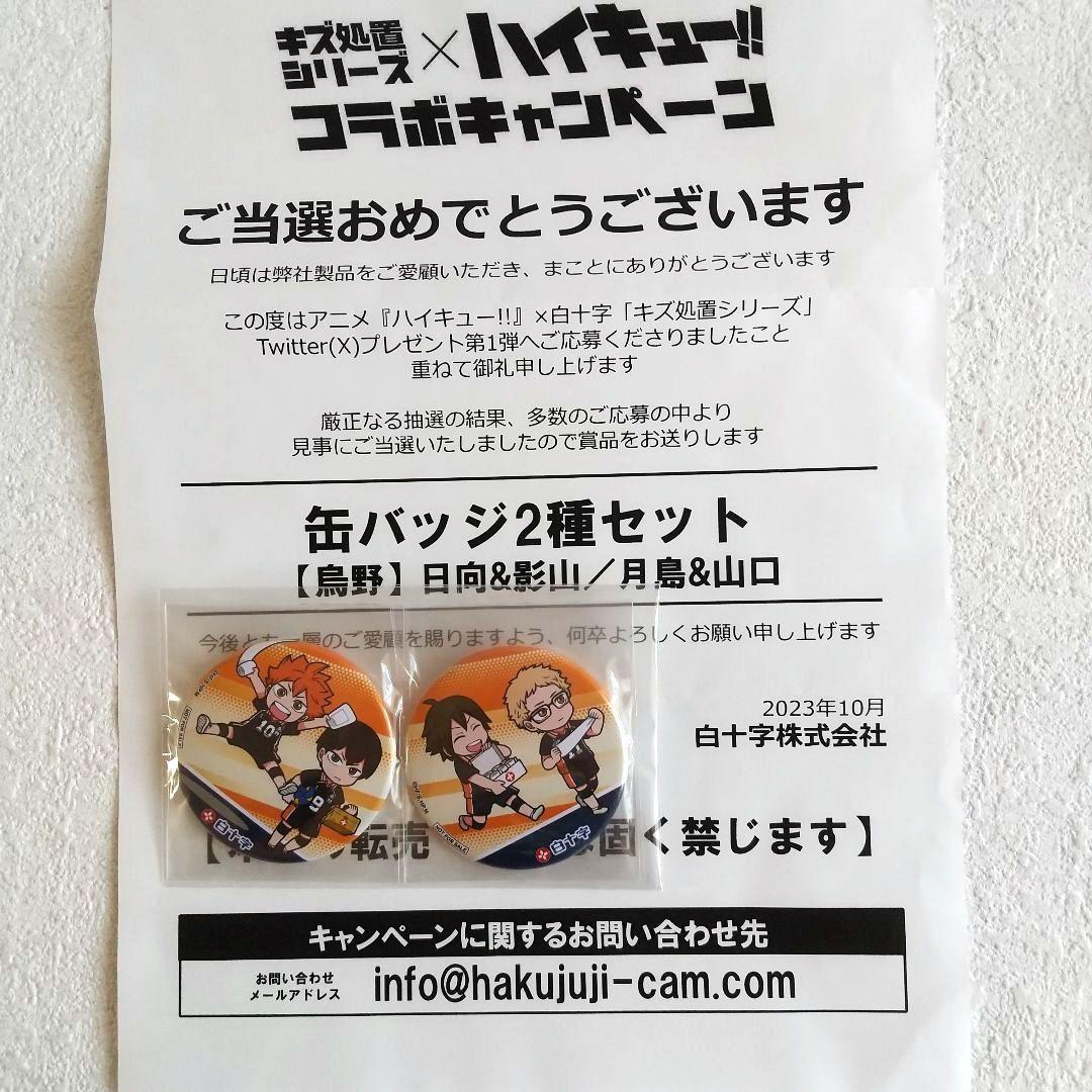 ハイキュー 白十字缶バッジ キズ処置シリーズコラボ 当選品