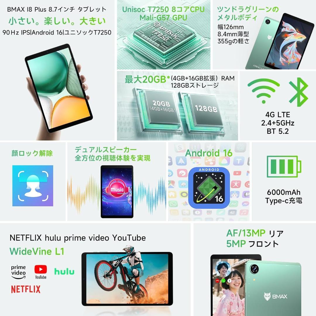 ✨液晶画面美品✨最新版8インチタブレット✨BMAX♡I8 Plus 動作確認済み