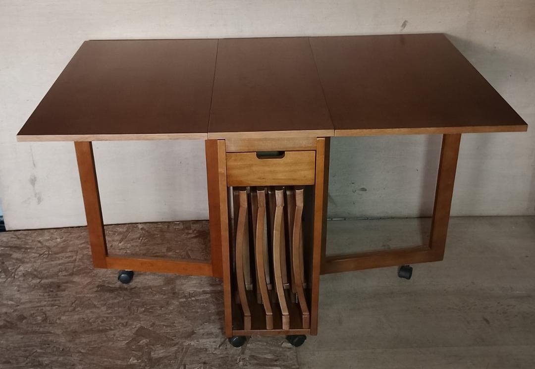 折りたたみテーブル＆チェア4脚セット バタフライテーブル 伸長式 ダイニング