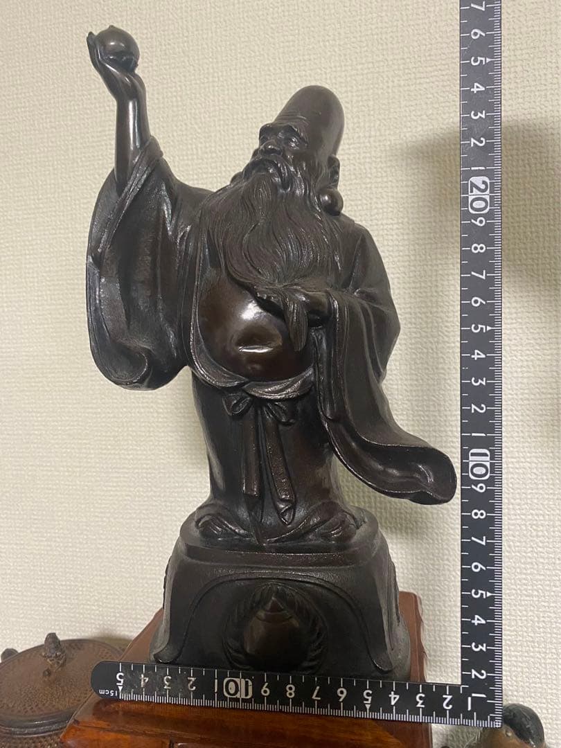 銅製福祿壽 置物高村泰正 彫刻 在銘 金属工芸 保管品