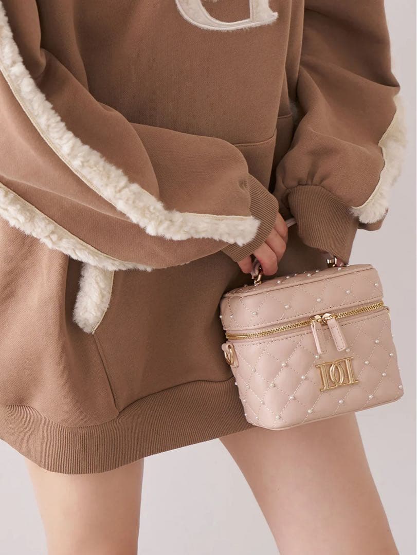 Darich キルティングパールスクエアミニバッグ ゴールドパーツ ピンク