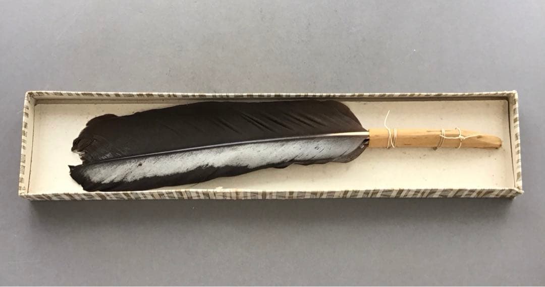 茶道具　御羽箒　三ツ羽根(野雁)羽箒　紙箱劣化有　S68HB