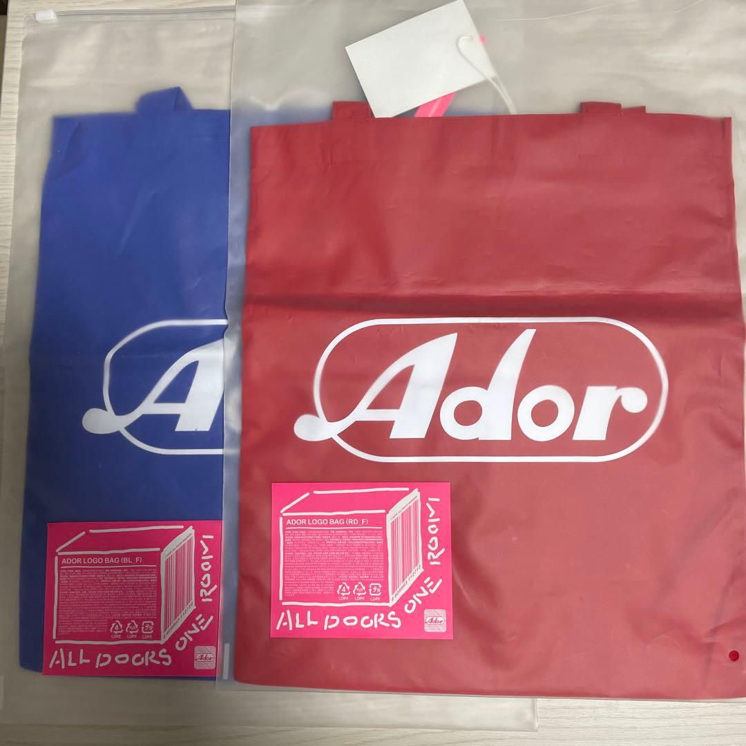 newjeansADOR公式正規品ロゴトートバッグブルーレッド2枚セット新品公式