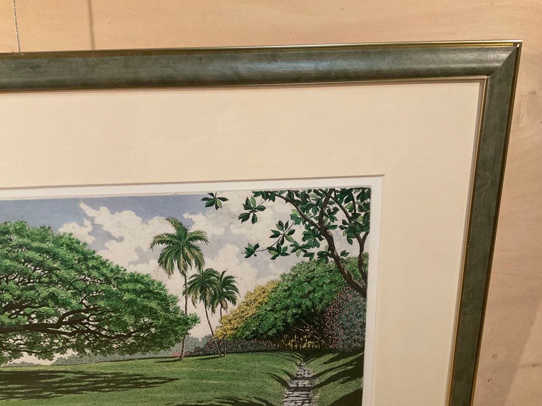 キャロルコレット「MOANALUA GARDEN 」銅版画＋手彩色　直筆サイン有