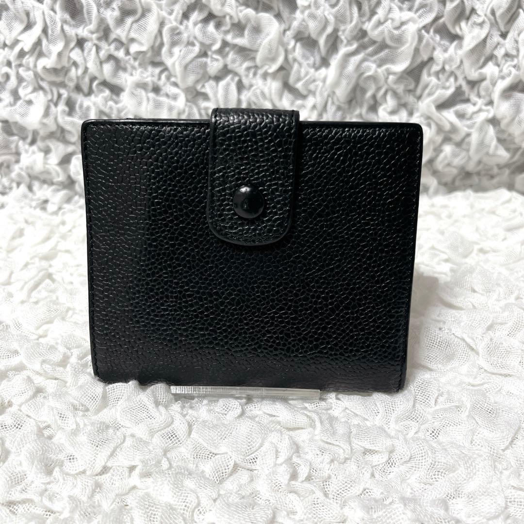 CHANEL ブラックレザー 二つ折り財布　キャビアスキン　ココマーク　本革