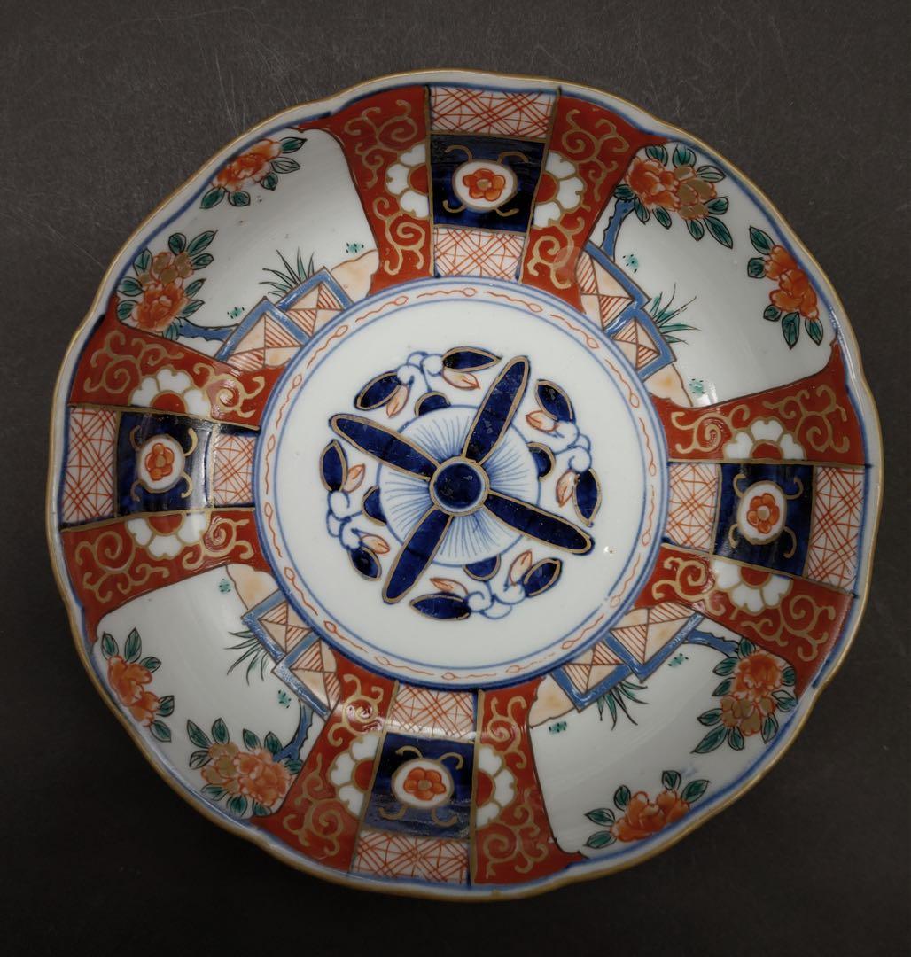 骨董品 古伊万里 金襴手 有田焼 金彩色絵皿 太明年製