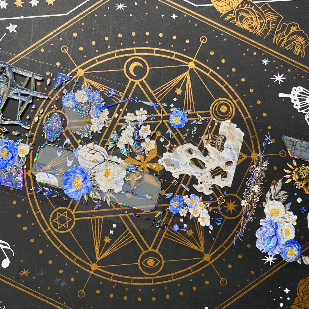 【9173】海外　中古巻　貝殻光マスキングテープ人物　装飾系　古風　半透明