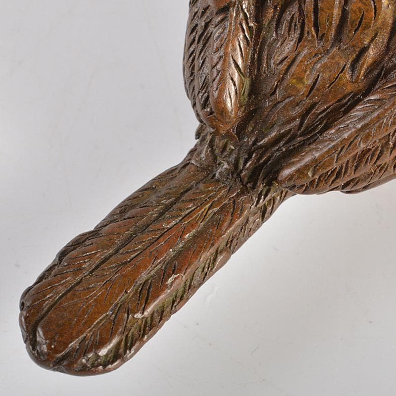 金工名品　古銅宣徳銅　鳥　紙鎮　置物　在銘　C　R6874E