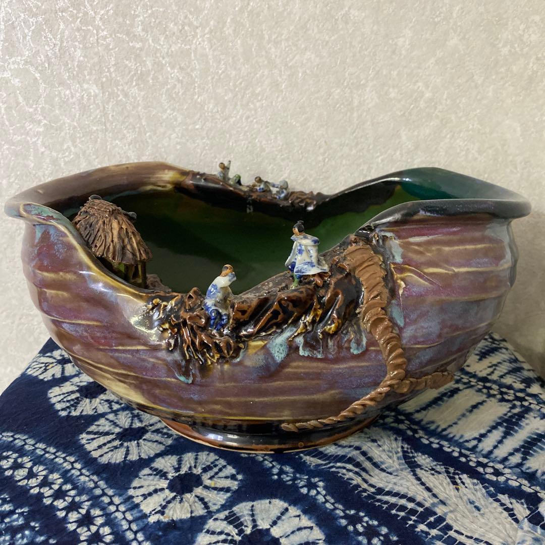 隅田焼　大鉢　石黒香ニ　井上良斎