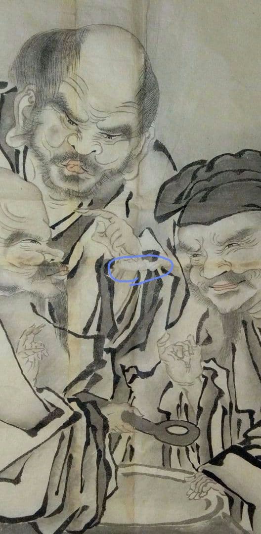 模写狩野松榮画、聖吸酸圖下絵、紙本三枚繋ぎ、