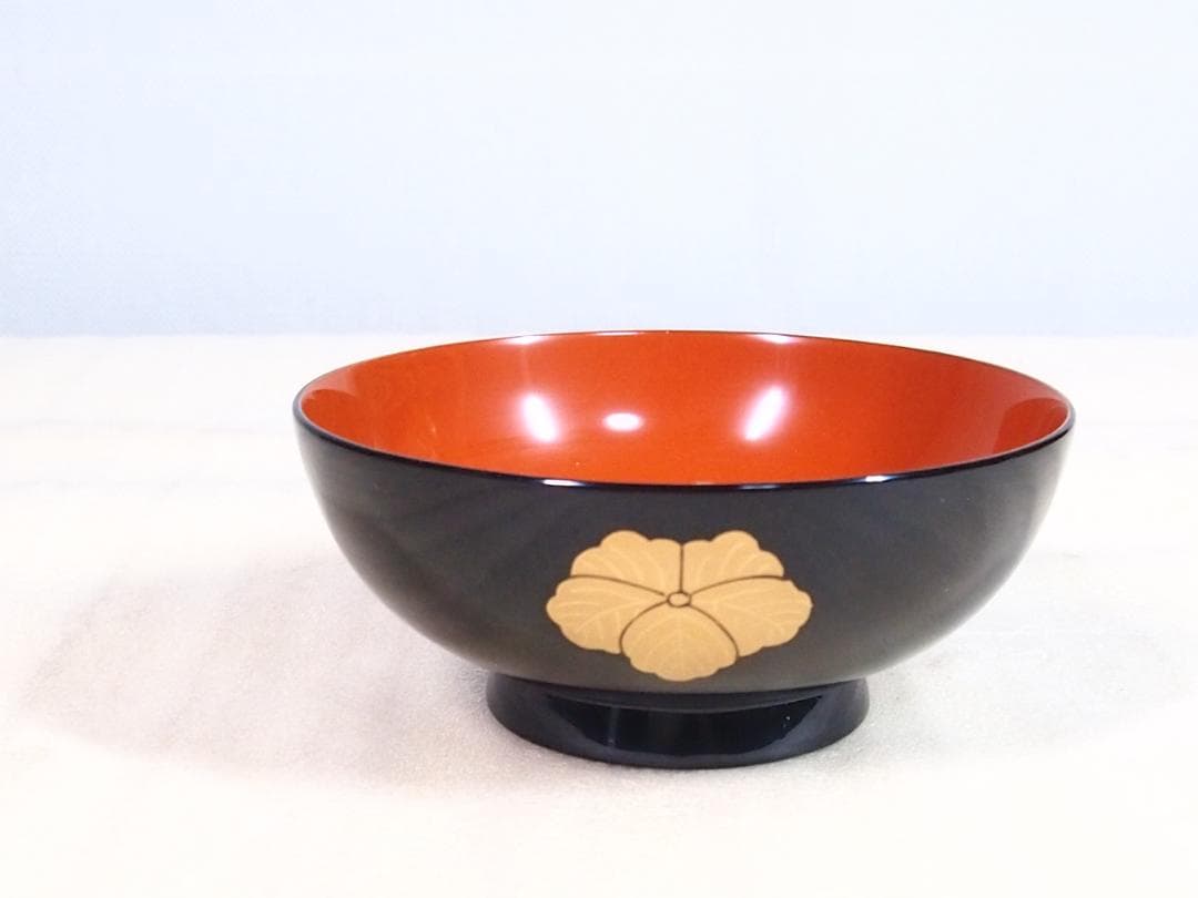 【未使用】輪島塗 熊野茂次 蔦蒔絵/蔦文 四つ椀5客 入れ子椀 布着本堅地 漆器