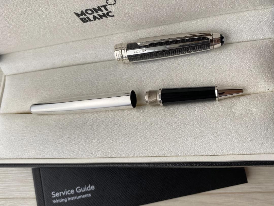 超美品 モンブラン キャップ式 ソリティアシルバーファイバー925ローラーボール