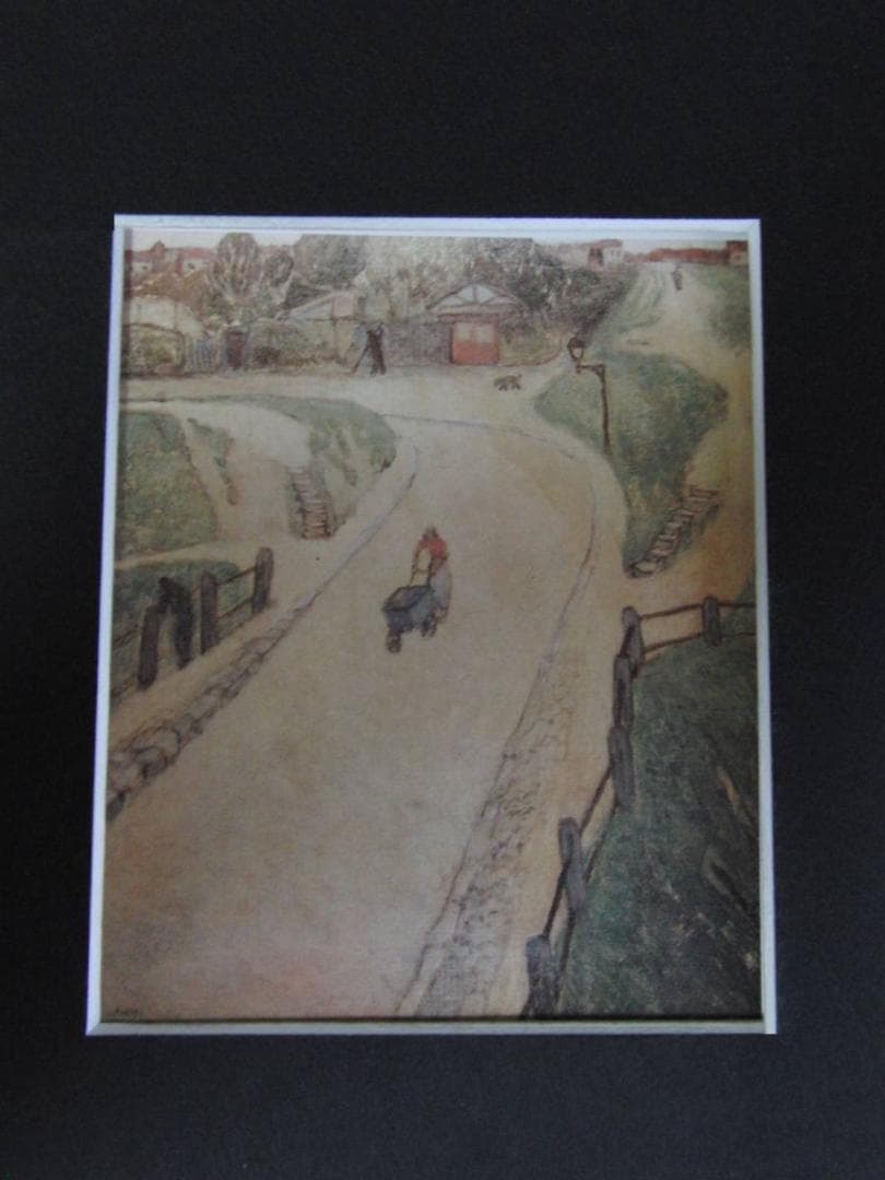 藤田嗣治、「Paysage de banliere」、希少画集の額装画、人気作品