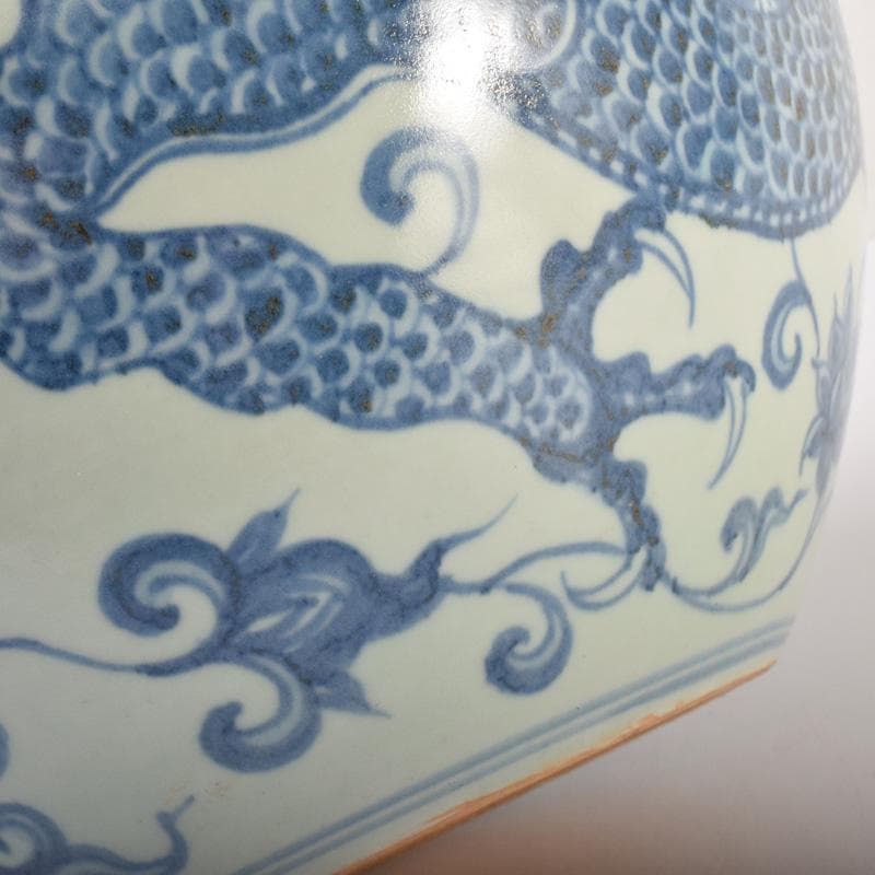 げげげ　中国　青花　龍花文　長頸瓶　高さ約37cm　C　7177A