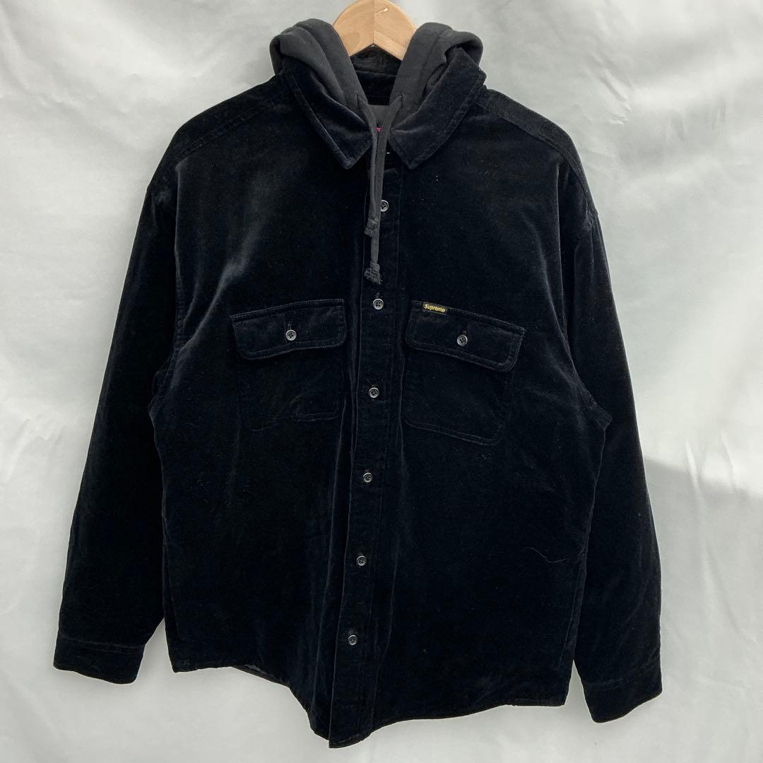 SUPREME 25AW Quilted Lined Hooded ベロアシャツ