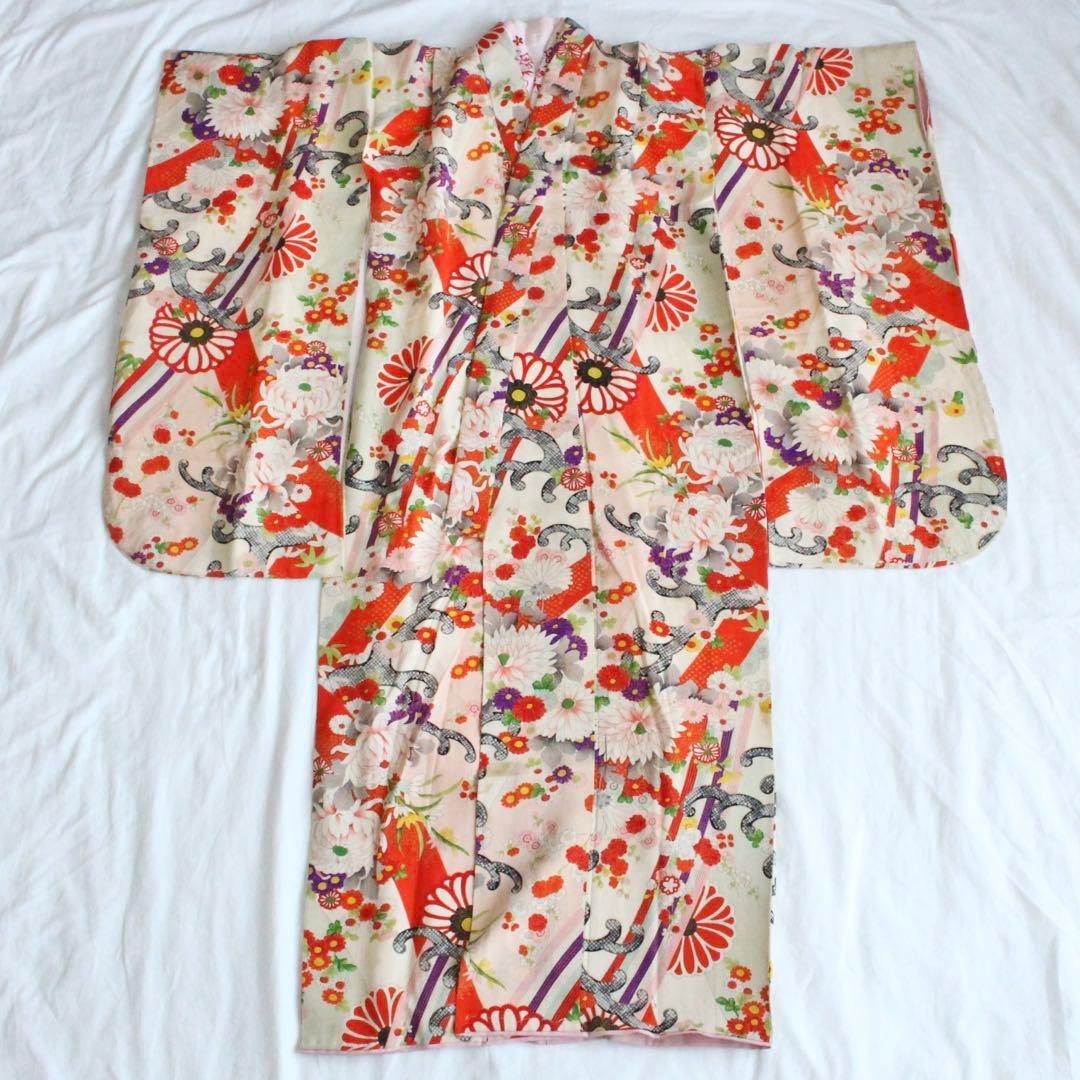 七五三 7歳 女の子 子供 アンティーク 着物 帯 セット