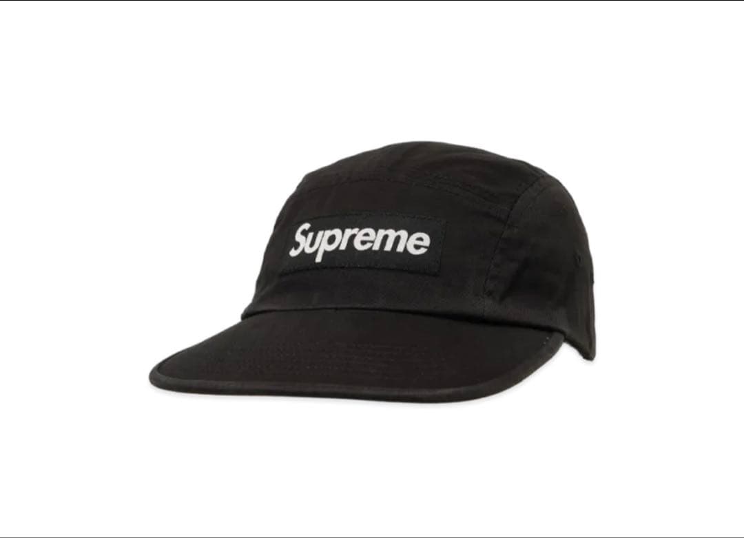 Supreme 黒 キャップ ロゴ刺繍