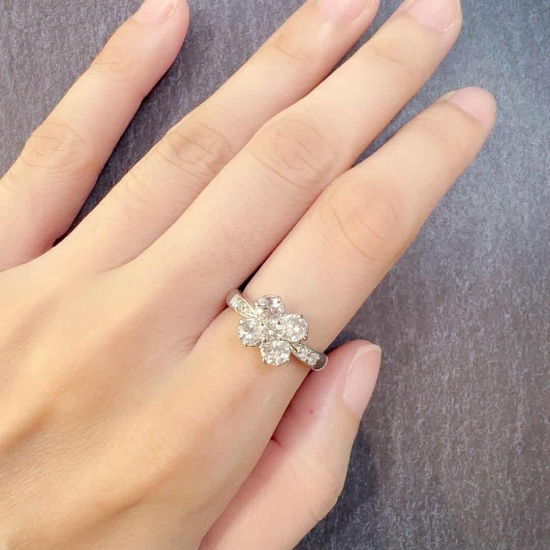 【M】PT900 ダイヤモンド 1.026ct リング フラワーモチーフ