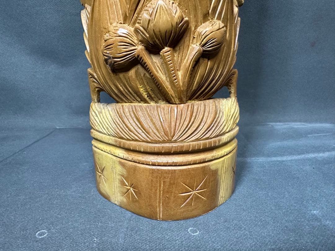 インド　白檀　木彫り　弁財天　仏教美術　仏像 骨董 木像　木製　仏教　密教