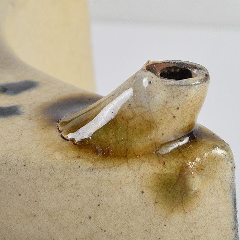 沖縄　琉球焼　壺屋焼　小橋川製陶所　仁王窯造　花文　抱瓶　共箱　C　8899