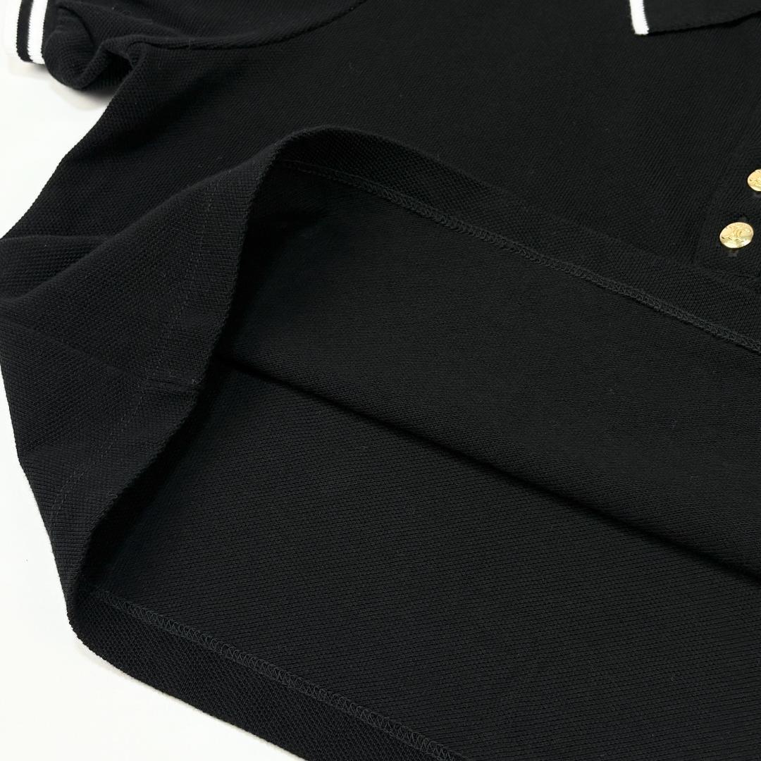 極美品 CELINE 23SS トリオンフ クロップド ポロシャツ コットンピケ