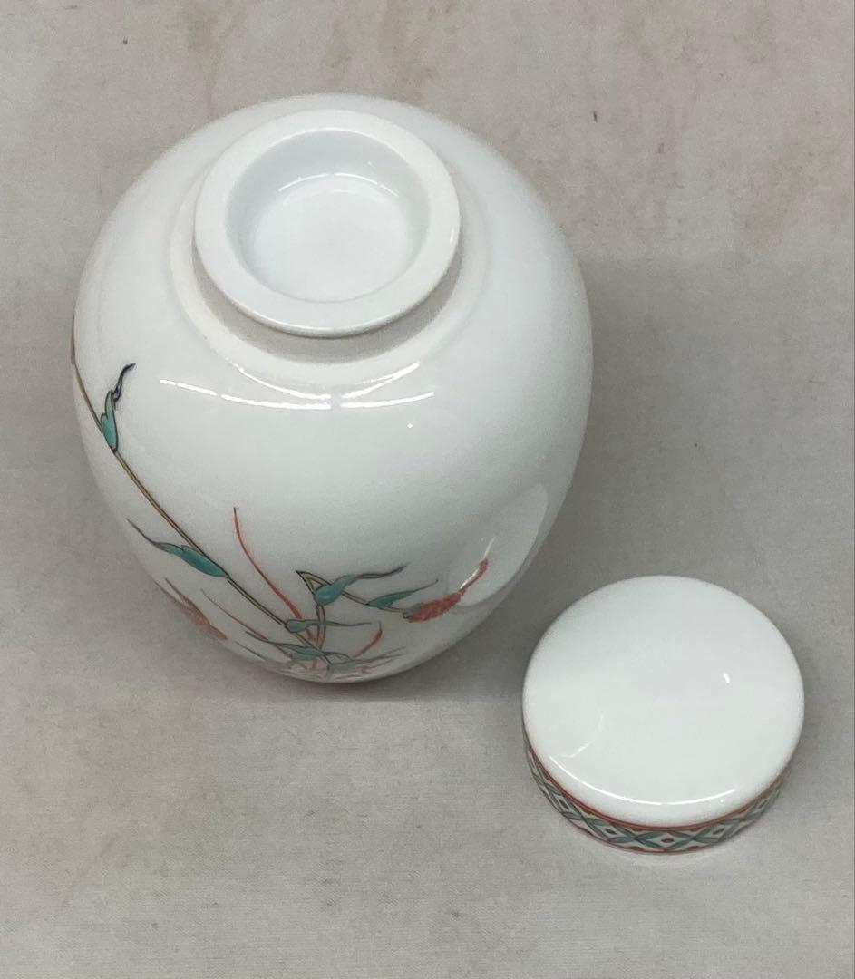 B442s「錦 粟鶉文茶壷」十三代酒井田柿右衛門作　共箱　重要無形文化財　煎茶