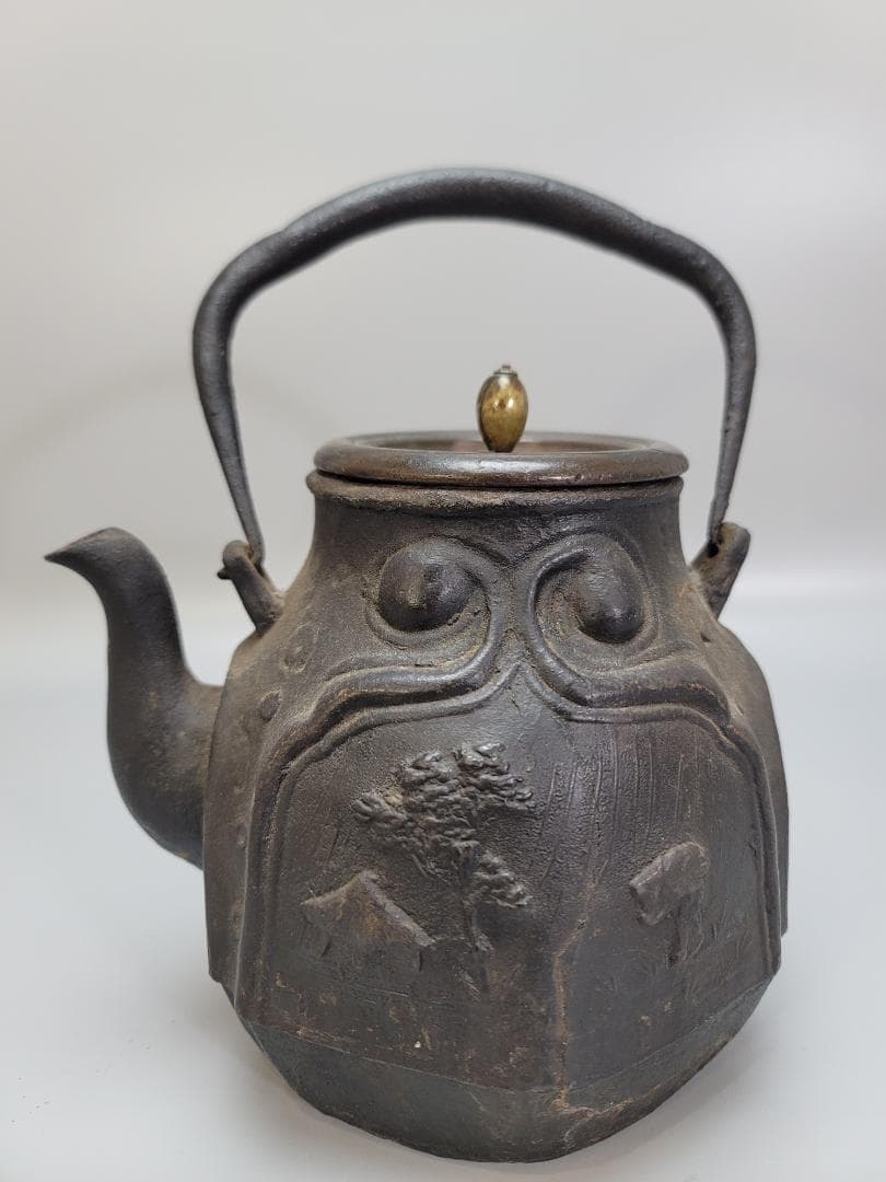 名人 大国造 鉄瓶 時代物