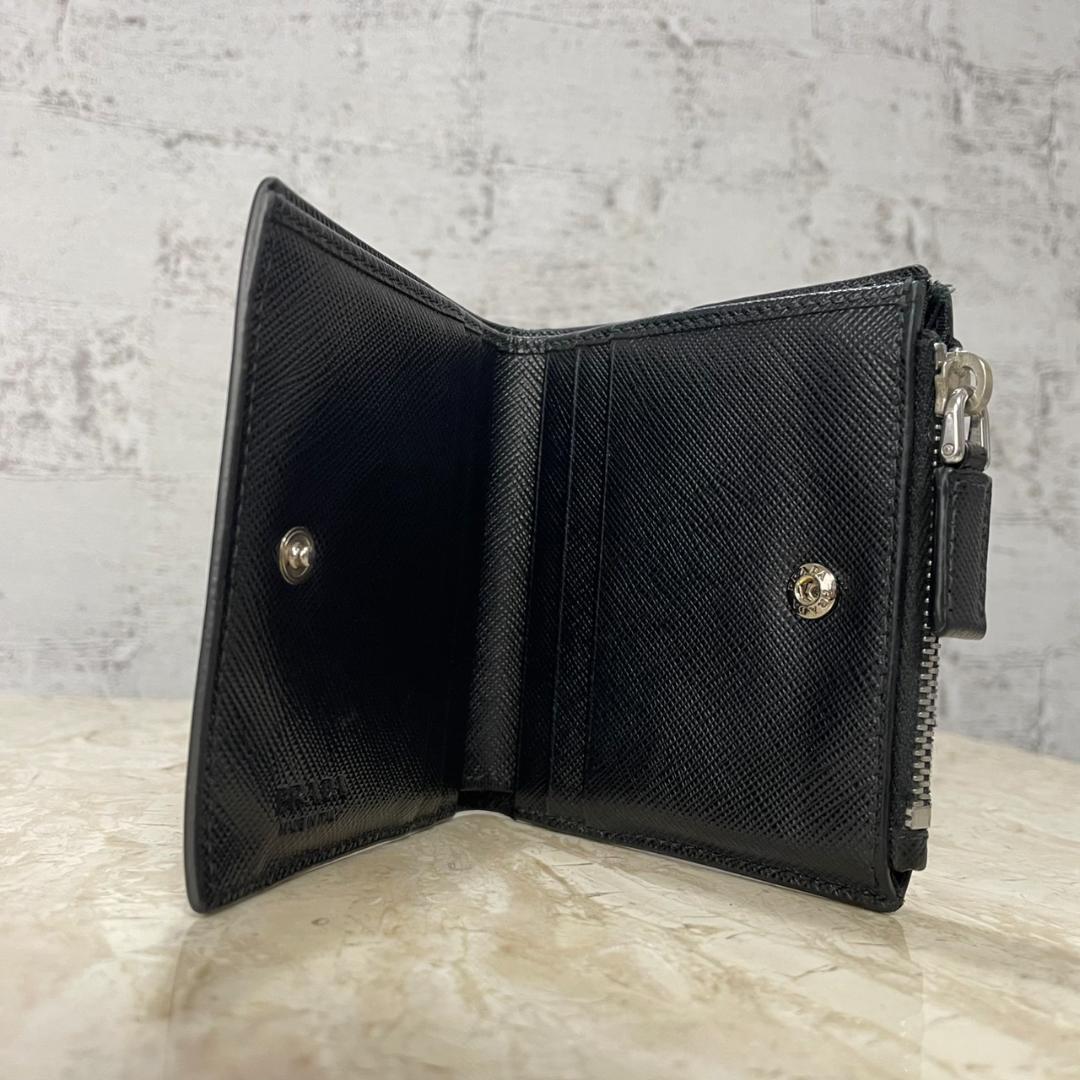 PRADA 二つ折り財布 プラダ サフィアーノ トライアングル 2MC066 黒