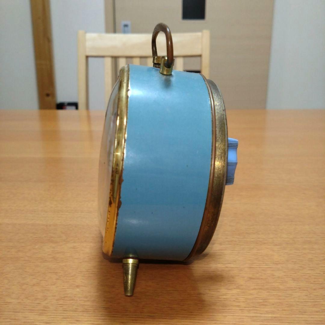 ◆昭和レトロ◆時代物◆ビンテージ◆精工舎◆目覚まし時計◆ゼンマイ式◆水色と金色
