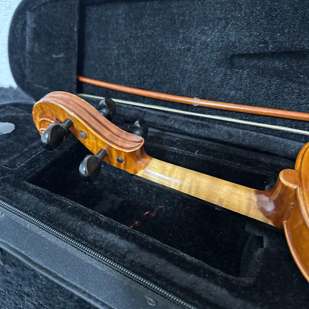 高級 ノーラベル バイオリン 1/4サイズ 弦楽器 虎杢 木目 ケース 弓付属