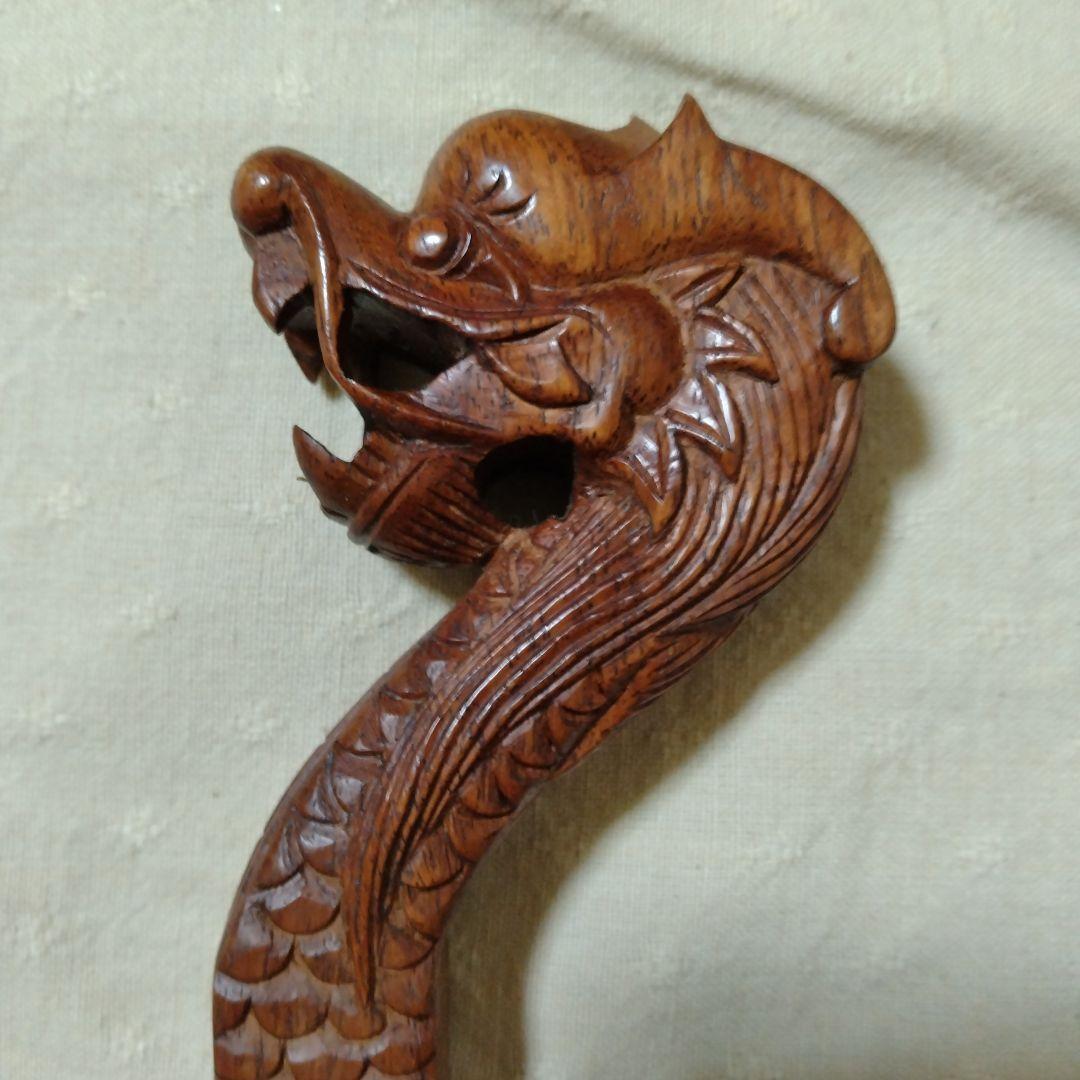 高級二胡　竜頭　龍頭　手彫り