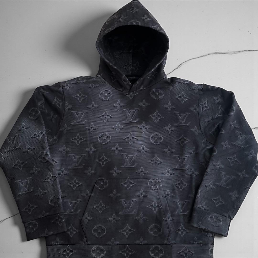 美品 ルイヴィトン フーディ パーカー 3D モノグラム プルオーバー ブラック