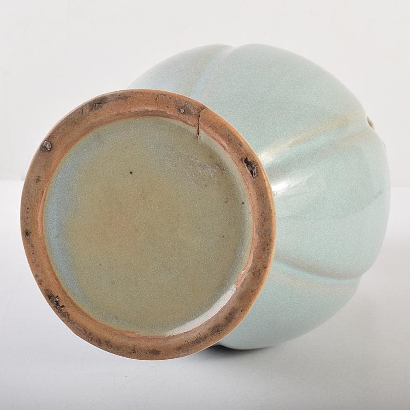 中国　釣窯　粉青　花口瓶　高さ約30㎝　V　R7720B