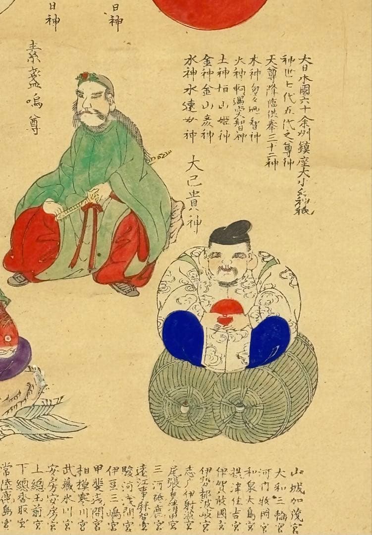 「天尊出雲八神図」明治期頃 木版画 版彩色 1幅|神道美術 版画 出雲大社