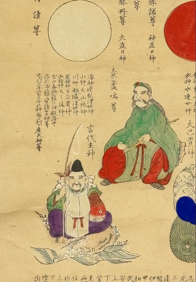 「天尊出雲八神図」明治期頃 木版画 版彩色 1幅|神道美術 版画 出雲大社