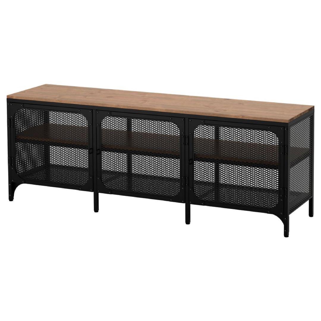 イケヤ　フィエルボ　IKEA メッシュパネルデザイン テレビ台　ブラック