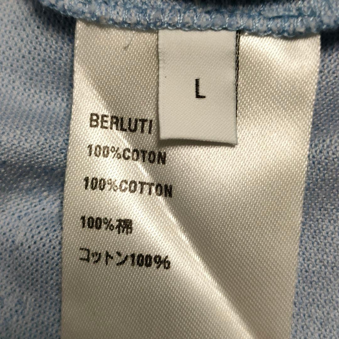 【美品/Lサイズ】ベルルッティ スクリット カリグラフィー 刺繍Tシャツ ブルー