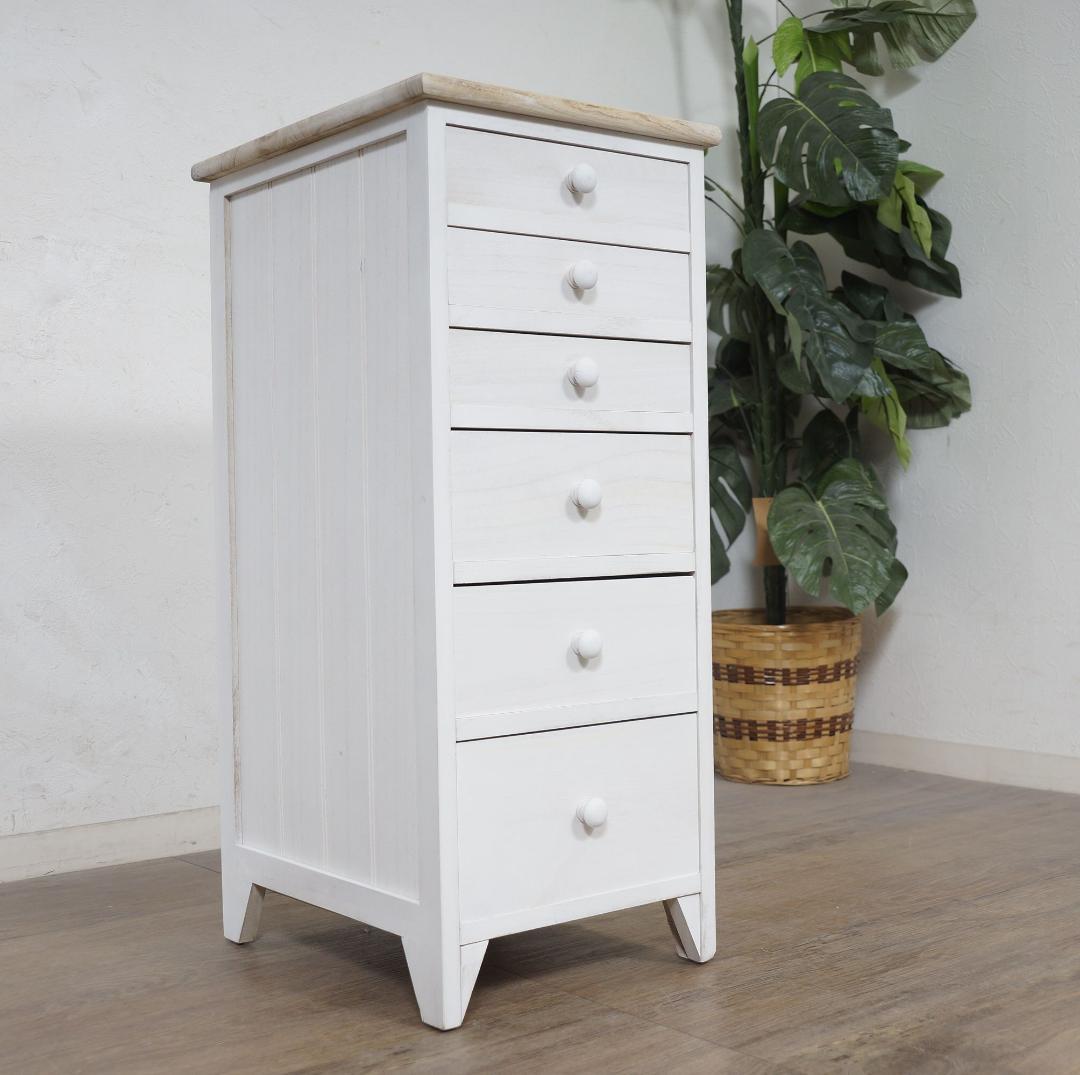 すずみ　シャビー仕上げ　アンティーク調　6段チェスト　完成品！