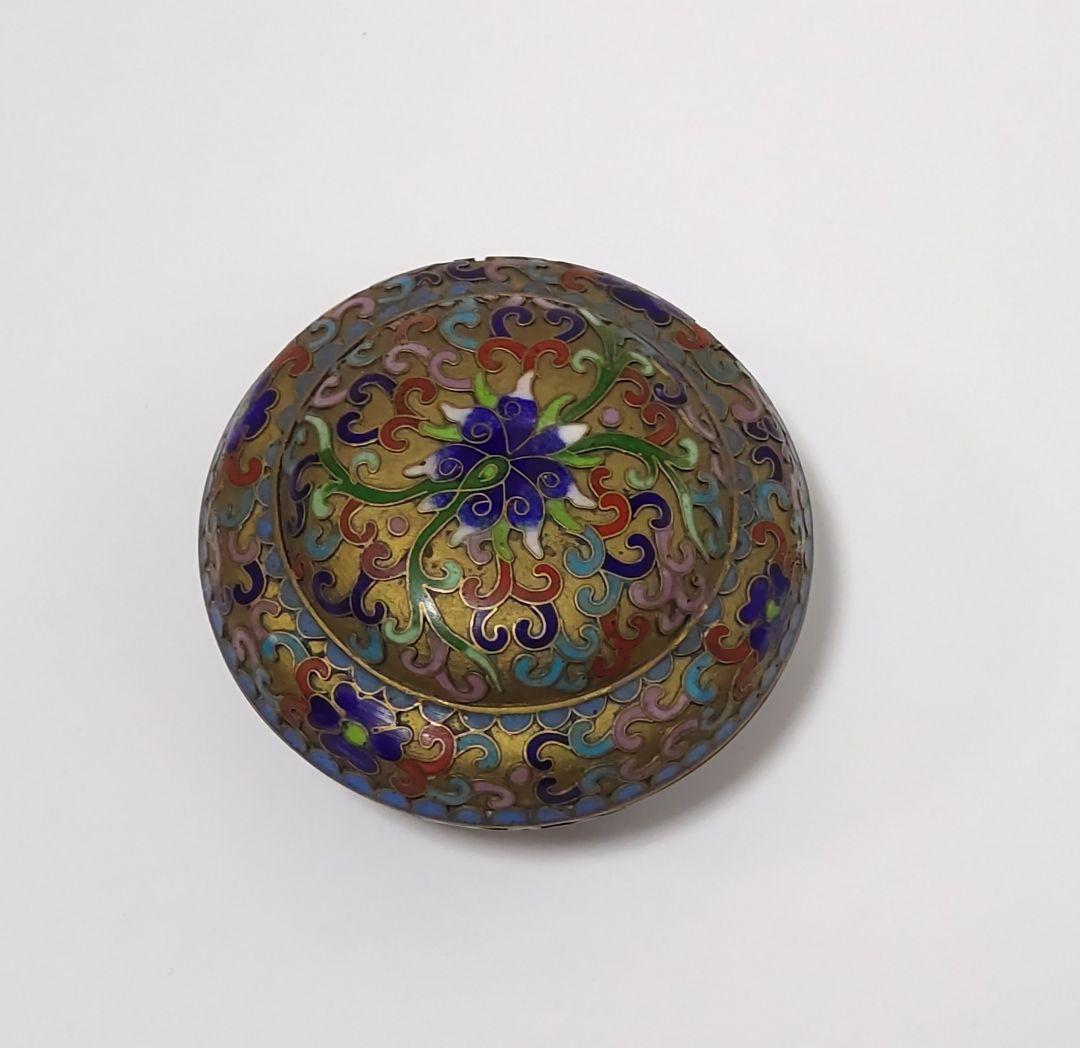 ★セール★ 香合 七宝焼き 中国 花紋 蓋物 お茶道具 古美術 骨董品