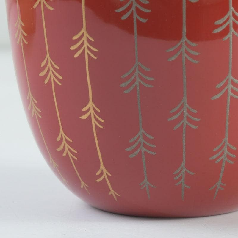 茶道具　京塗師　堀井胡春作　朱塗　柳蒔絵　中棗　共箱　V　9480